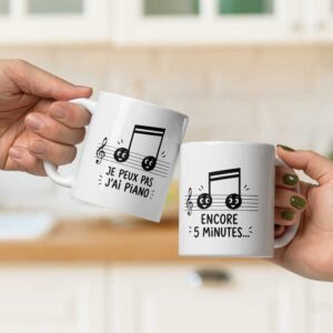 Mug humour Notes de musique (Je peux pas j'ai piano)