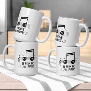 Mug humour Notes de musique (Je peux pas j'ai piano)