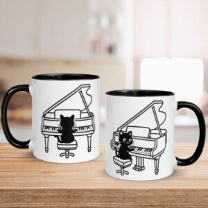 Mug Chat jouant du piano - Chat pianiste