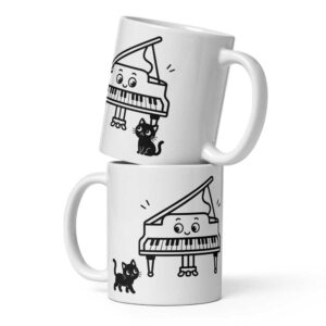 Mug Piano Chat : tendre complicité entre un piano et un petit chat