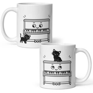 Mug piano humour : piano adopté par le chat
