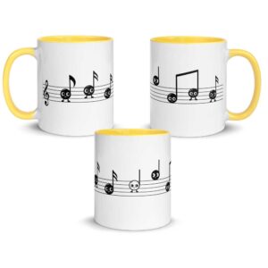 Mug musique, la farandole de notes - Jaune